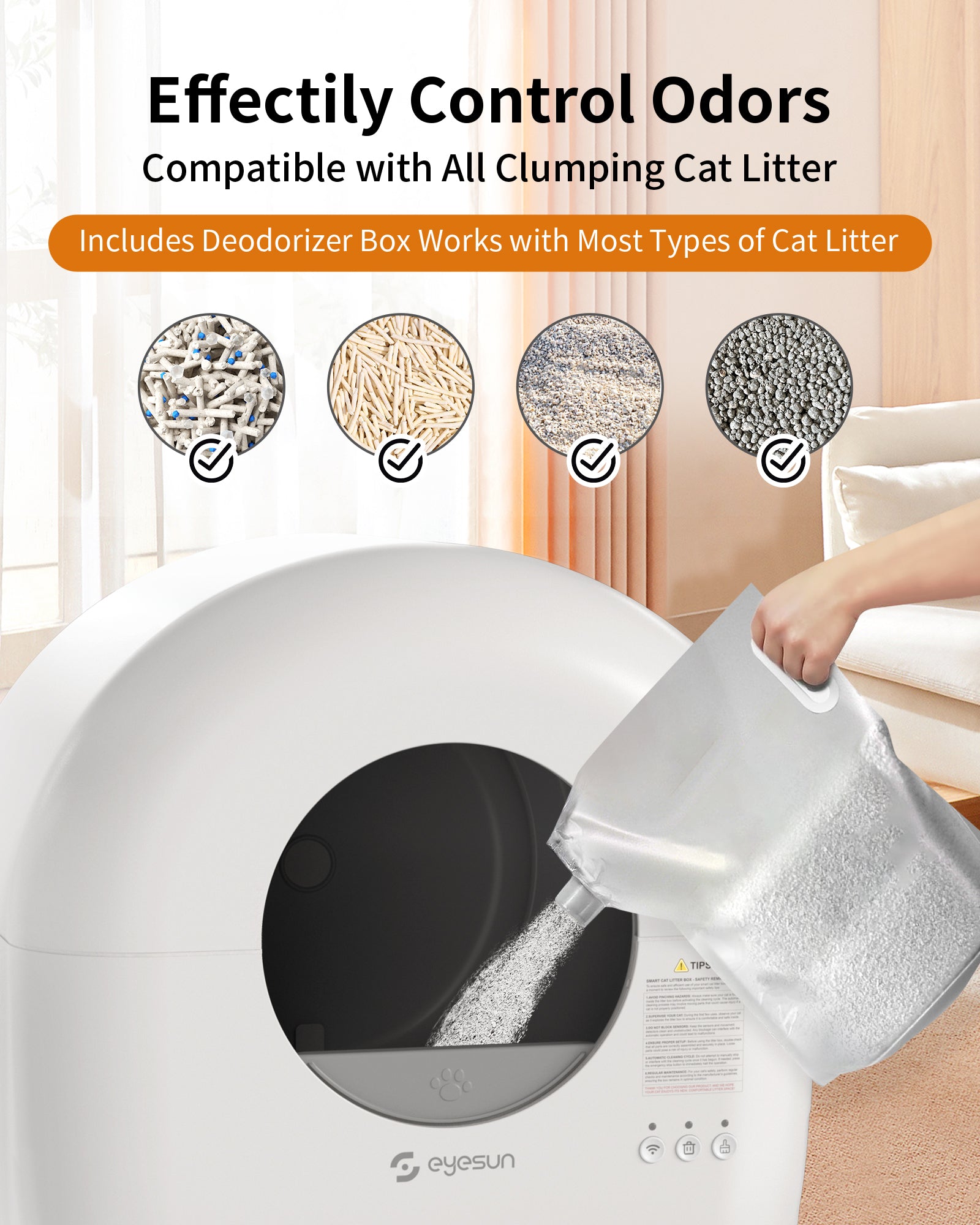 Self Cleaning Litter Box,76L Automatic Cat Litter Box Self Cleaning with APP Control,Low Noise,Safety Protection,Roll Garbage Bags,Deodorizer and Cleaning Brush for Multiple Cats