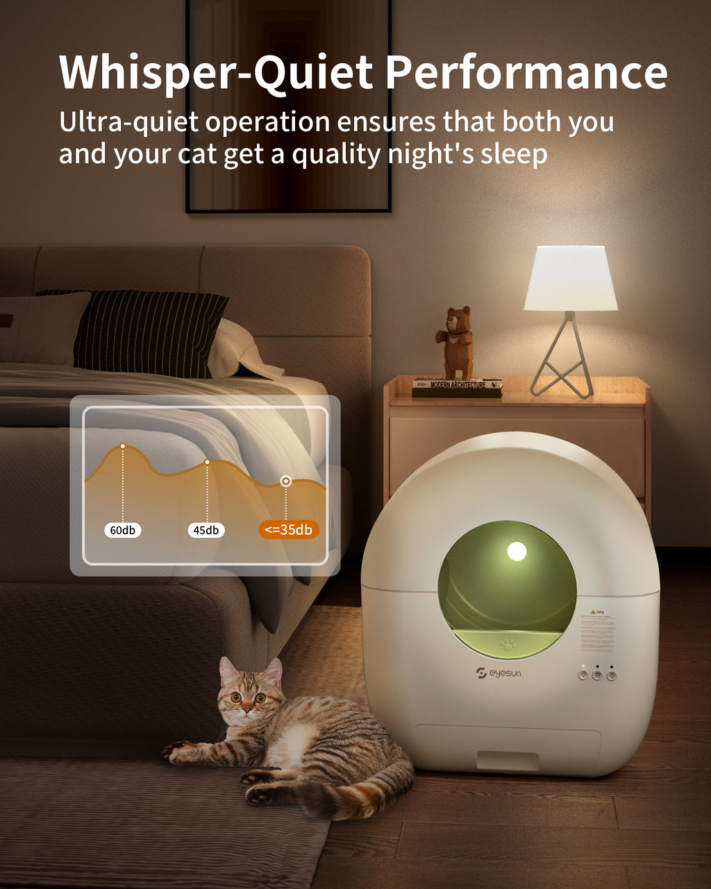 Self Cleaning Litter Box,76L Automatic Cat Litter Box Self Cleaning with APP Control,Low Noise,Safety Protection,Roll Garbage Bags,Deodorizer and Cleaning Brush for Multiple Cats
