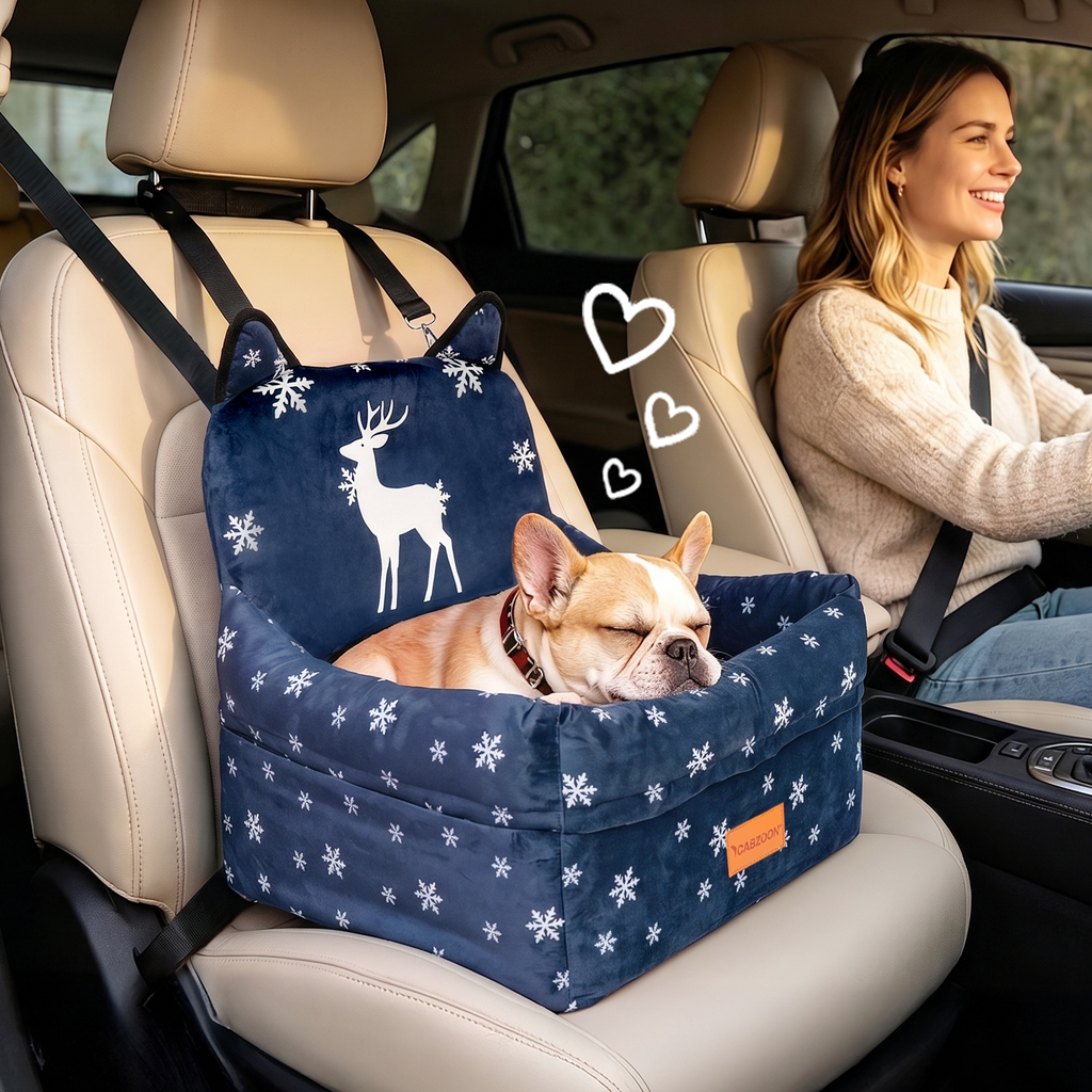 Dog Booster Car Seats for S/M Dogs Up to 35lbs,Pet Car Seat/Travel Bed with Washable&Removable Cover,Storage Pockets,Dog Safety Belt and Elevated Cushion Fits in Front/Back Seat