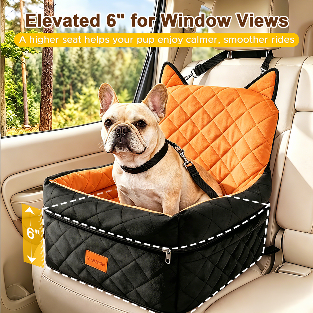 Dog Booster Car Seats for S/M Dogs Up to 35lbs,Pet Car Seat/Travel Bed with Washable&Removable Cover,Storage Pockets,Dog Safety Belt and Elevated Cushion Fits in Front/Back Seat