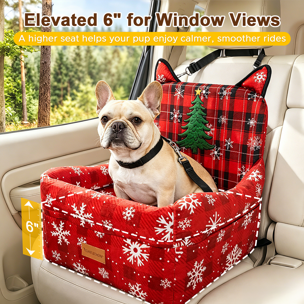 Dog Booster Car Seats for S/M Dogs Up to 35lbs,Pet Car Seat/Travel Bed with Washable&Removable Cover,Storage Pockets,Dog Safety Belt and Elevated Cushion Fits in Front/Back Seat