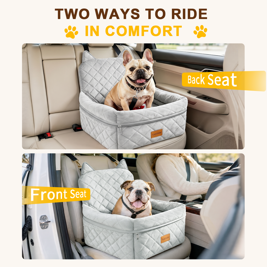 Dog Booster Car Seats for S/M Dogs Up to 35lbs,Pet Car Seat/Travel Bed with Washable&Removable Cover,Storage Pockets,Dog Safety Belt and Elevated Cushion Fits in Front/Back Seat