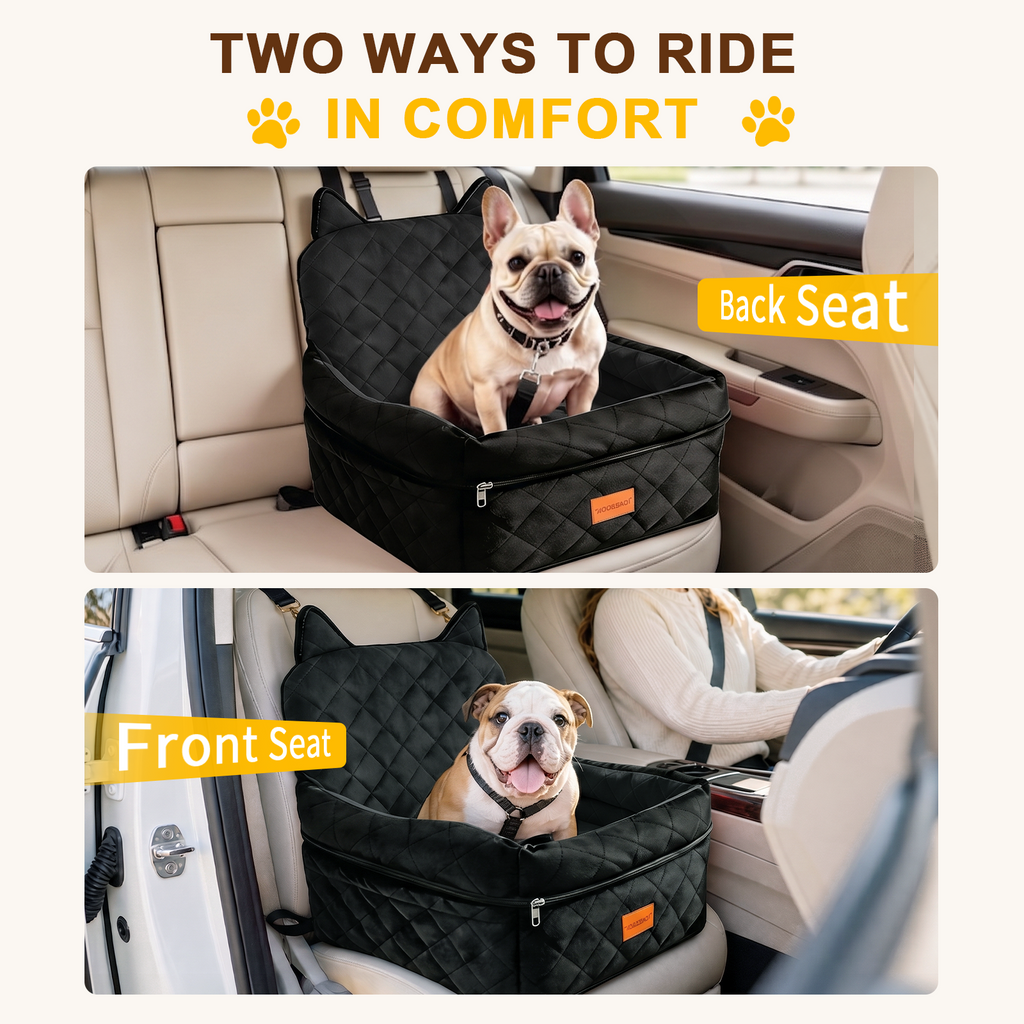 Dog Booster Car Seats for S/M Dogs Up to 35lbs,Pet Car Seat/Travel Bed with Washable&Removable Cover,Storage Pockets,Dog Safety Belt and Elevated Cushion Fits in Front/Back Seat