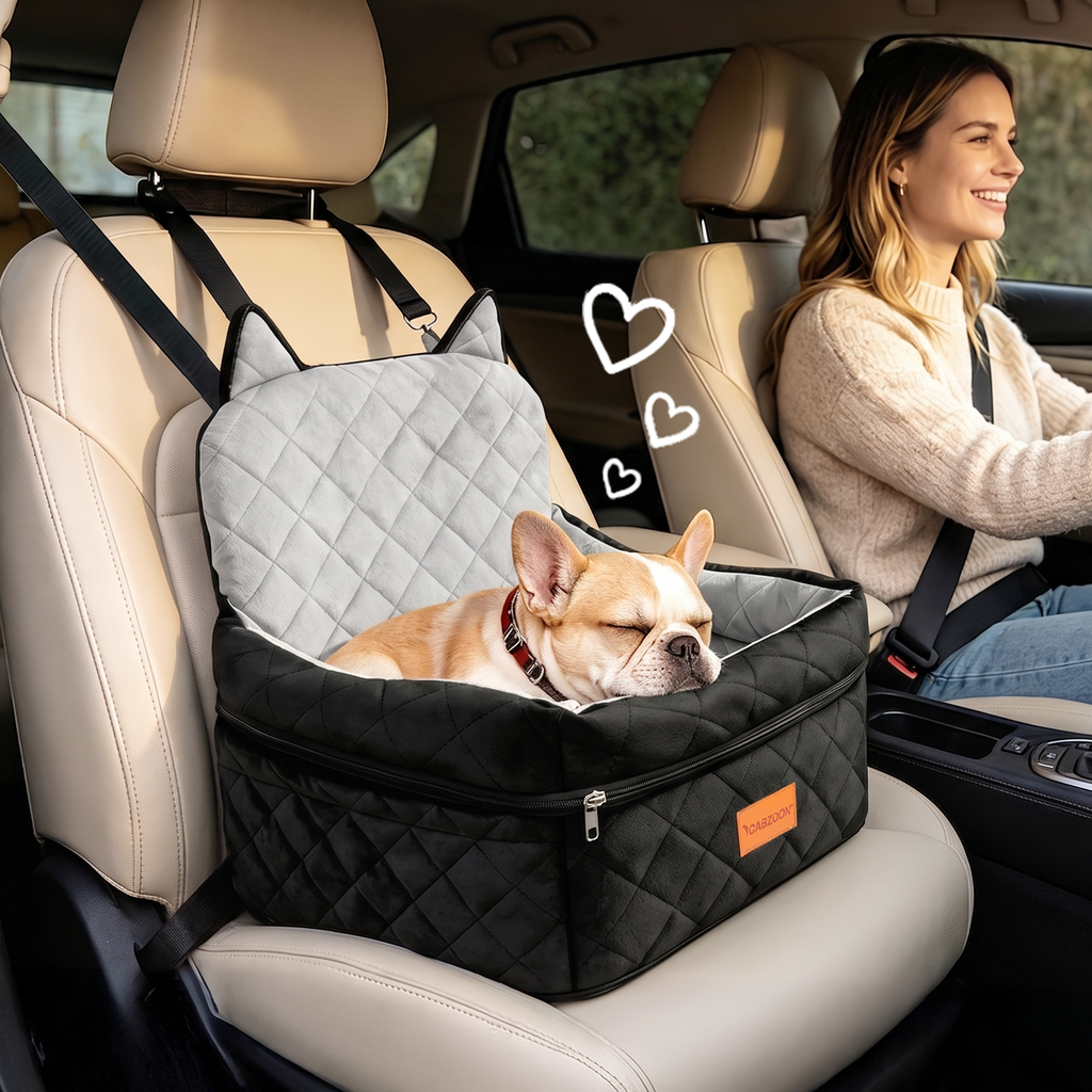 Dog Booster Car Seats for S/M Dogs Up to 35lbs,Pet Car Seat/Travel Bed with Washable&Removable Cover,Storage Pockets,Dog Safety Belt and Elevated Cushion Fits in Front/Back Seat