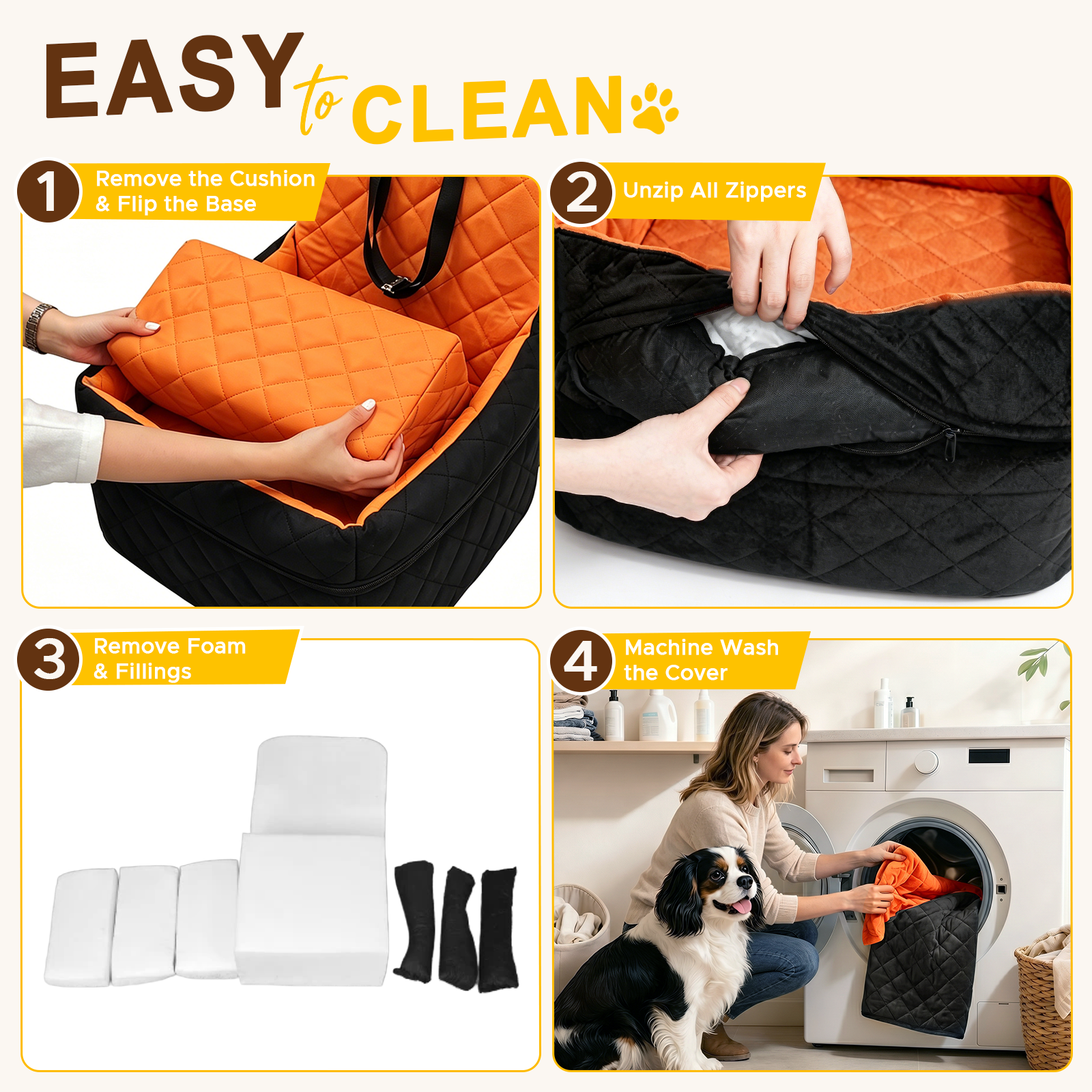 Dog Booster Car Seats for S/M Dogs Up to 35lbs,Pet Car Seat/Travel Bed with Washable&Removable Cover,Storage Pockets,Dog Safety Belt and Elevated Cushion Fits in Front/Back Seat