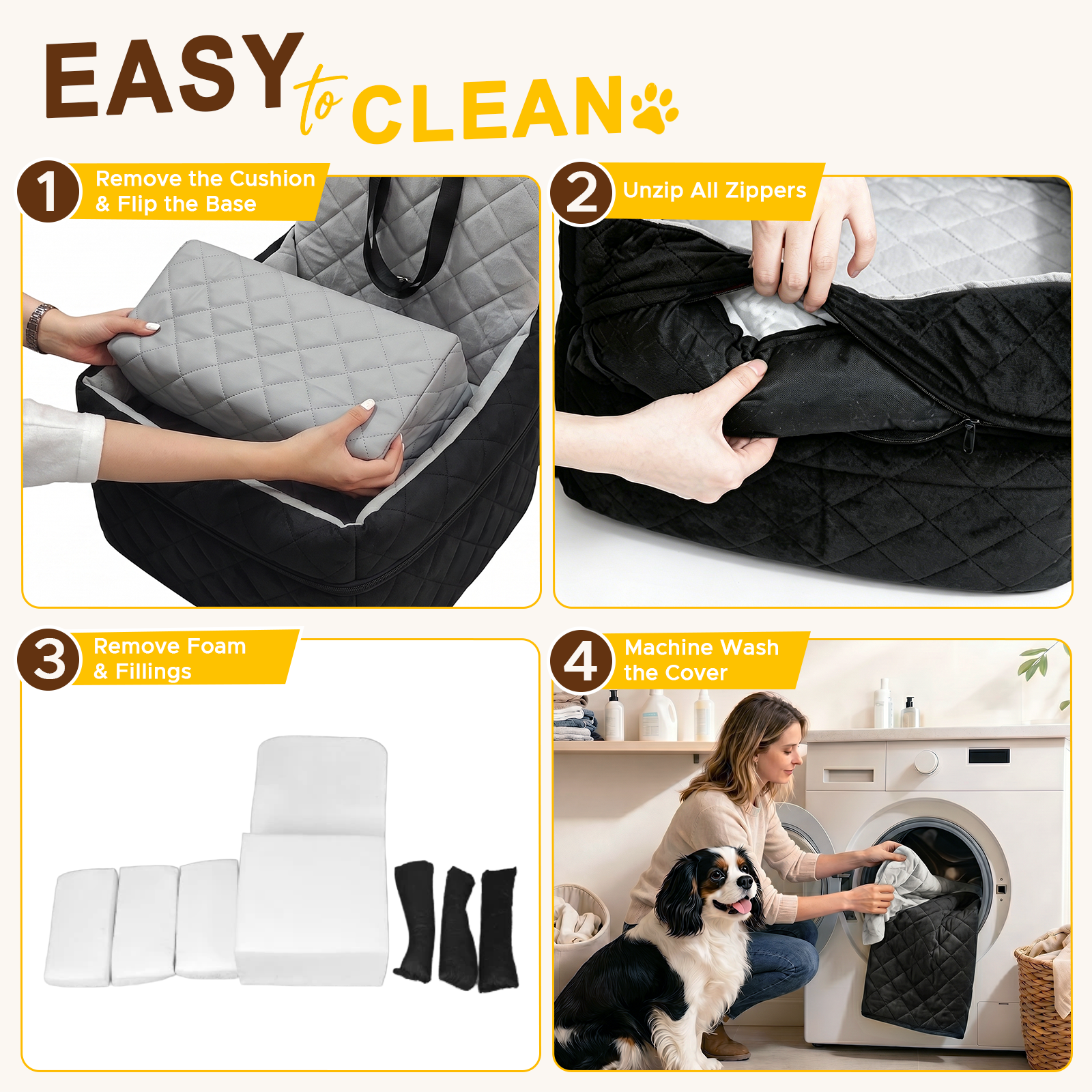 Dog Booster Car Seats for S/M Dogs Up to 35lbs,Pet Car Seat/Travel Bed with Washable&Removable Cover,Storage Pockets,Dog Safety Belt and Elevated Cushion Fits in Front/Back Seat