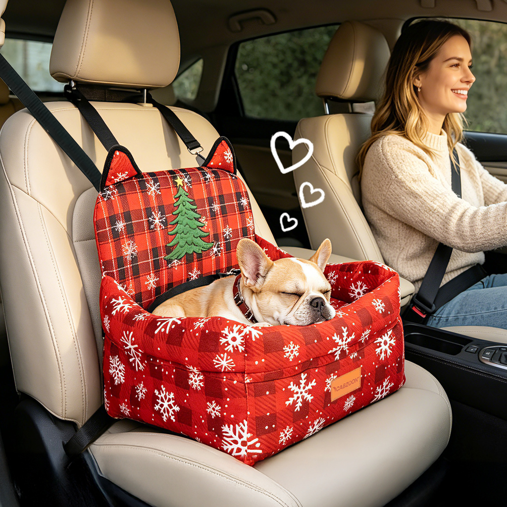 Dog Booster Car Seats for S/M Dogs Up to 35lbs,Pet Car Seat/Travel Bed with Washable&Removable Cover,Storage Pockets,Dog Safety Belt and Elevated Cushion Fits in Front/Back Seat