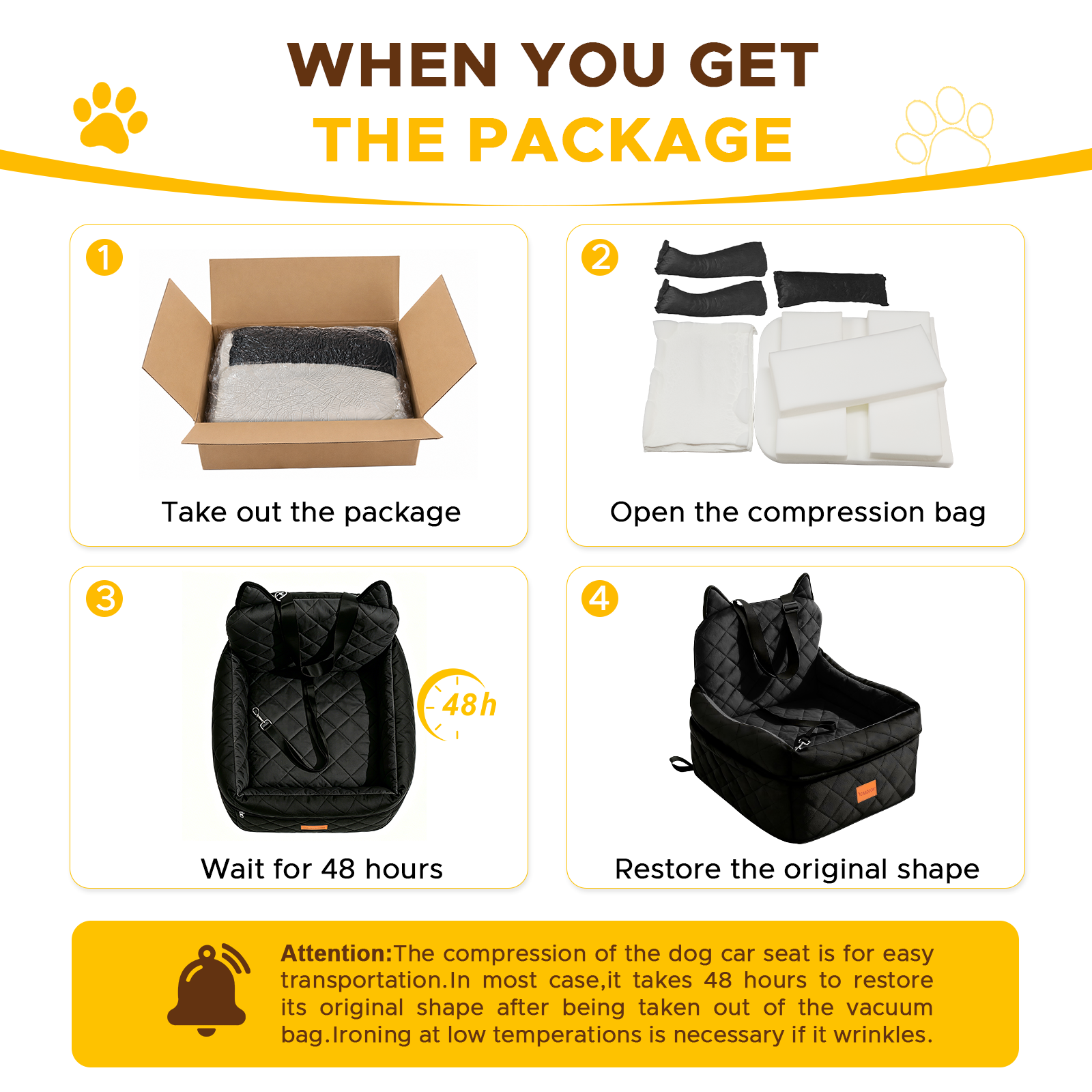 Dog Booster Car Seats for S/M Dogs Up to 35lbs,Pet Car Seat/Travel Bed with Washable&Removable Cover,Storage Pockets,Dog Safety Belt and Elevated Cushion Fits in Front/Back Seat