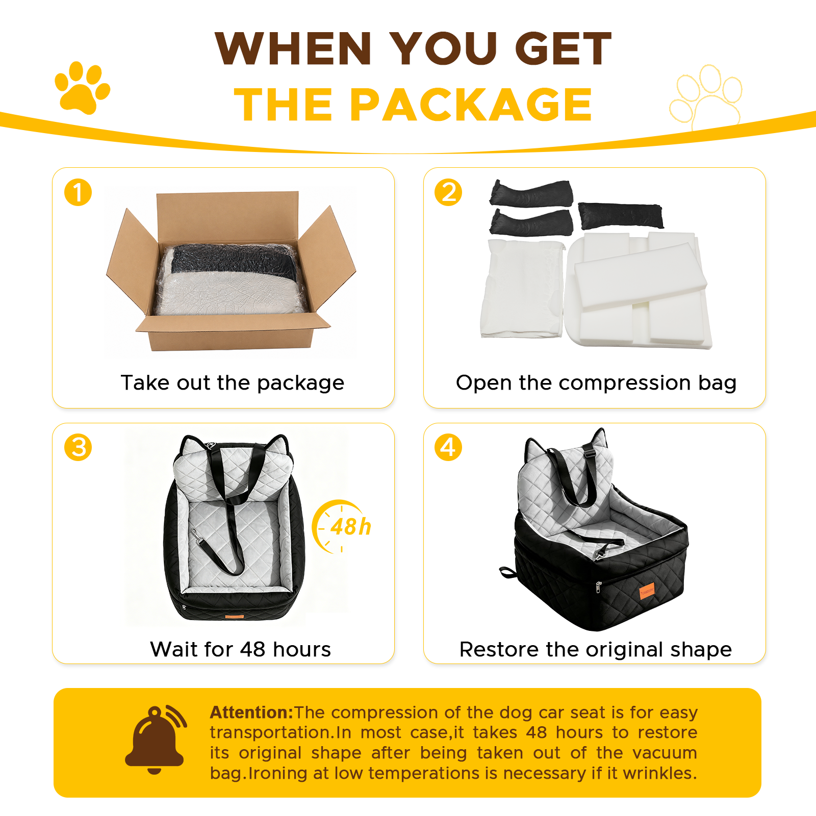 Dog Booster Car Seats for S/M Dogs Up to 35lbs,Pet Car Seat/Travel Bed with Washable&Removable Cover,Storage Pockets,Dog Safety Belt and Elevated Cushion Fits in Front/Back Seat