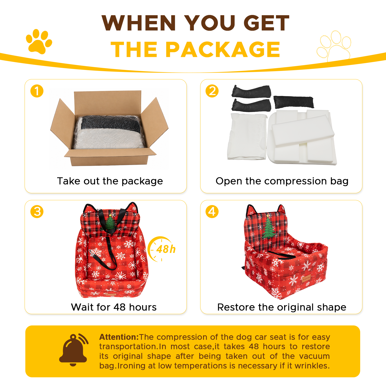 Dog Booster Car Seats for S/M Dogs Up to 35lbs,Pet Car Seat/Travel Bed with Washable&Removable Cover,Storage Pockets,Dog Safety Belt and Elevated Cushion Fits in Front/Back Seat