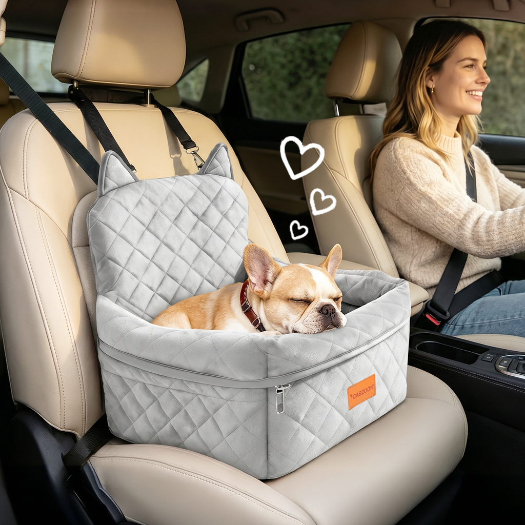Dog Booster Car Seats for S/M Dogs Up to 35lbs,Pet Car Seat/Travel Bed with Washable&Removable Cover,Storage Pockets,Dog Safety Belt and Elevated Cushion Fits in Front/Back Seat