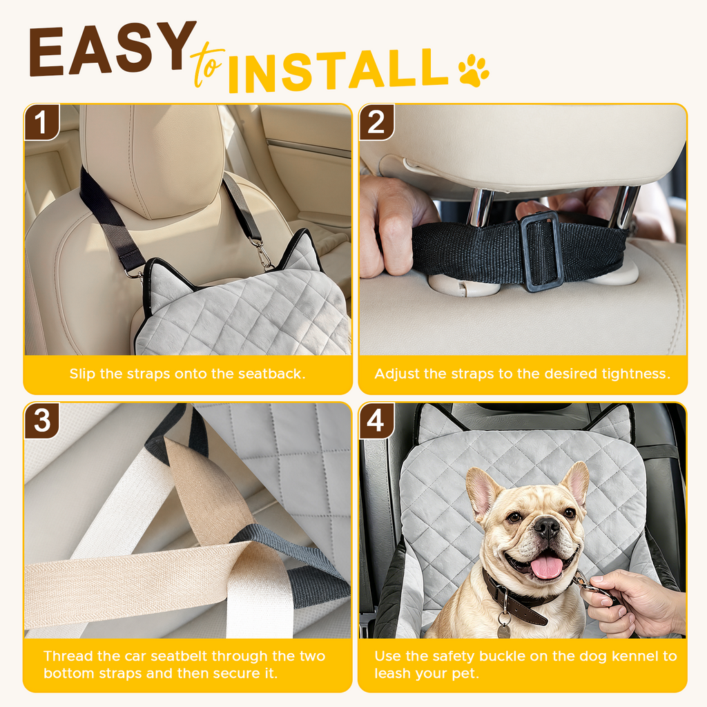 Dog Booster Car Seats for S/M Dogs Up to 35lbs,Pet Car Seat/Travel Bed with Washable&Removable Cover,Storage Pockets,Dog Safety Belt and Elevated Cushion Fits in Front/Back Seat