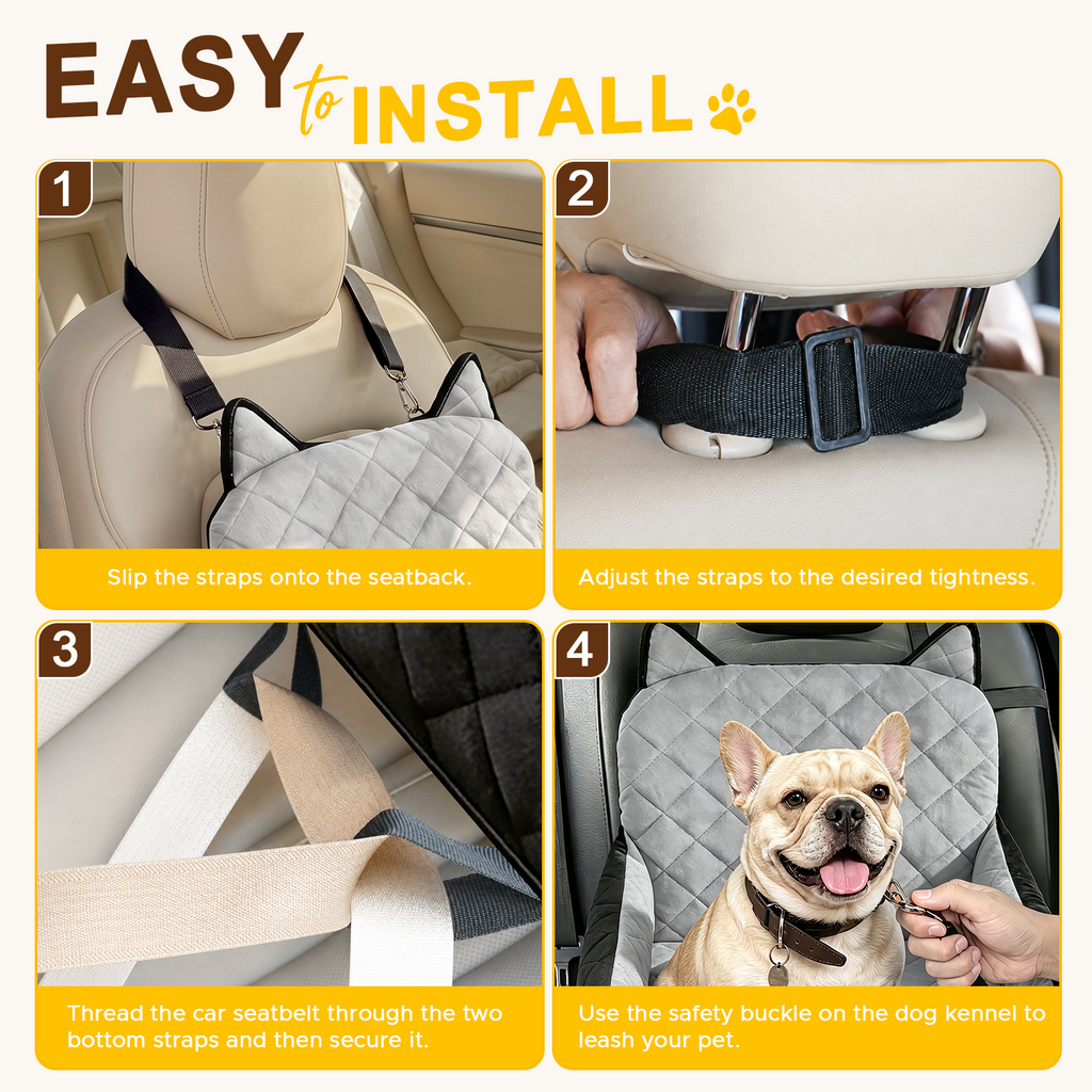 Dog Booster Car Seats for S/M Dogs Up to 35lbs,Pet Car Seat/Travel Bed with Washable&Removable Cover,Storage Pockets,Dog Safety Belt and Elevated Cushion Fits in Front/Back Seat