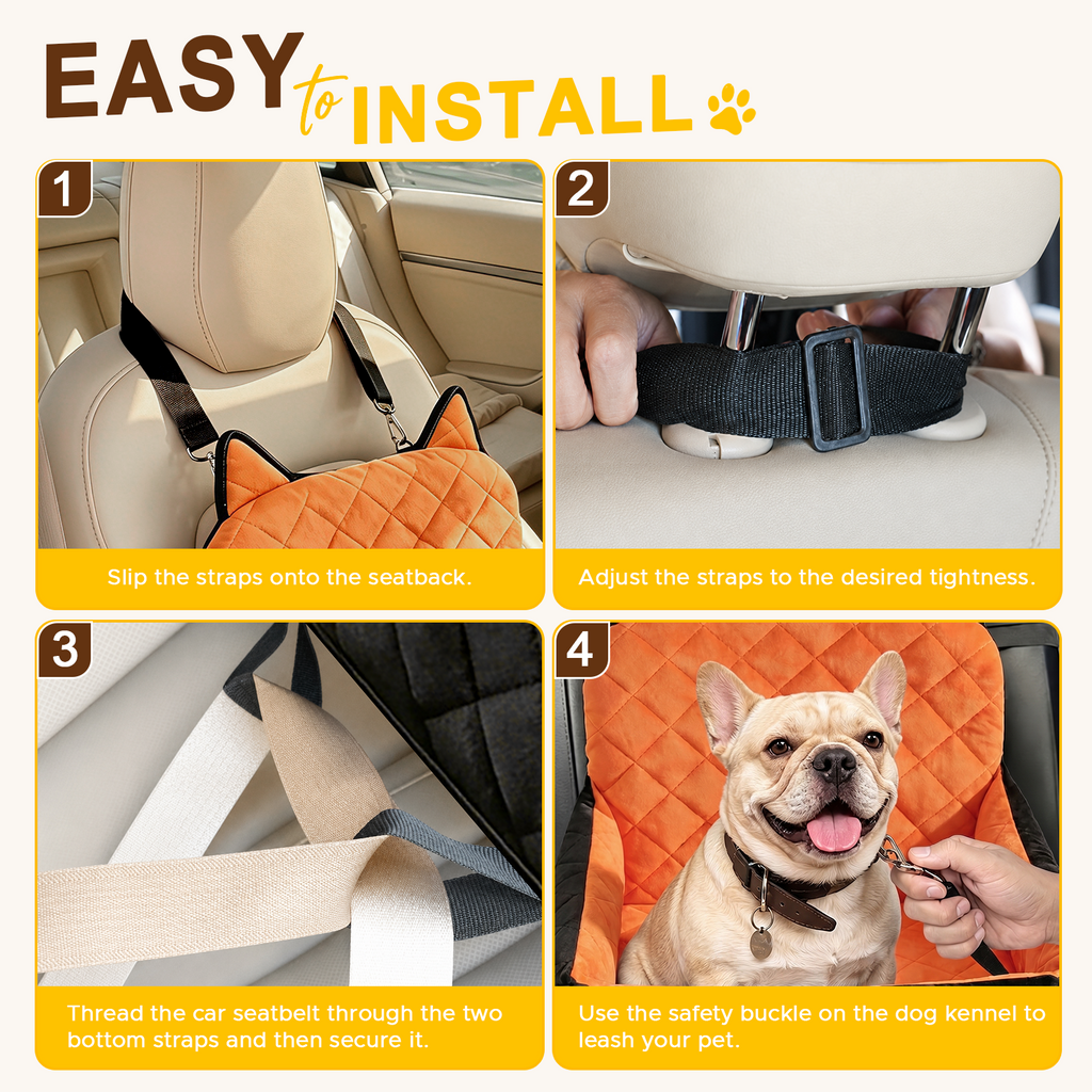 Dog Booster Car Seats for S/M Dogs Up to 35lbs,Pet Car Seat/Travel Bed with Washable&Removable Cover,Storage Pockets,Dog Safety Belt and Elevated Cushion Fits in Front/Back Seat