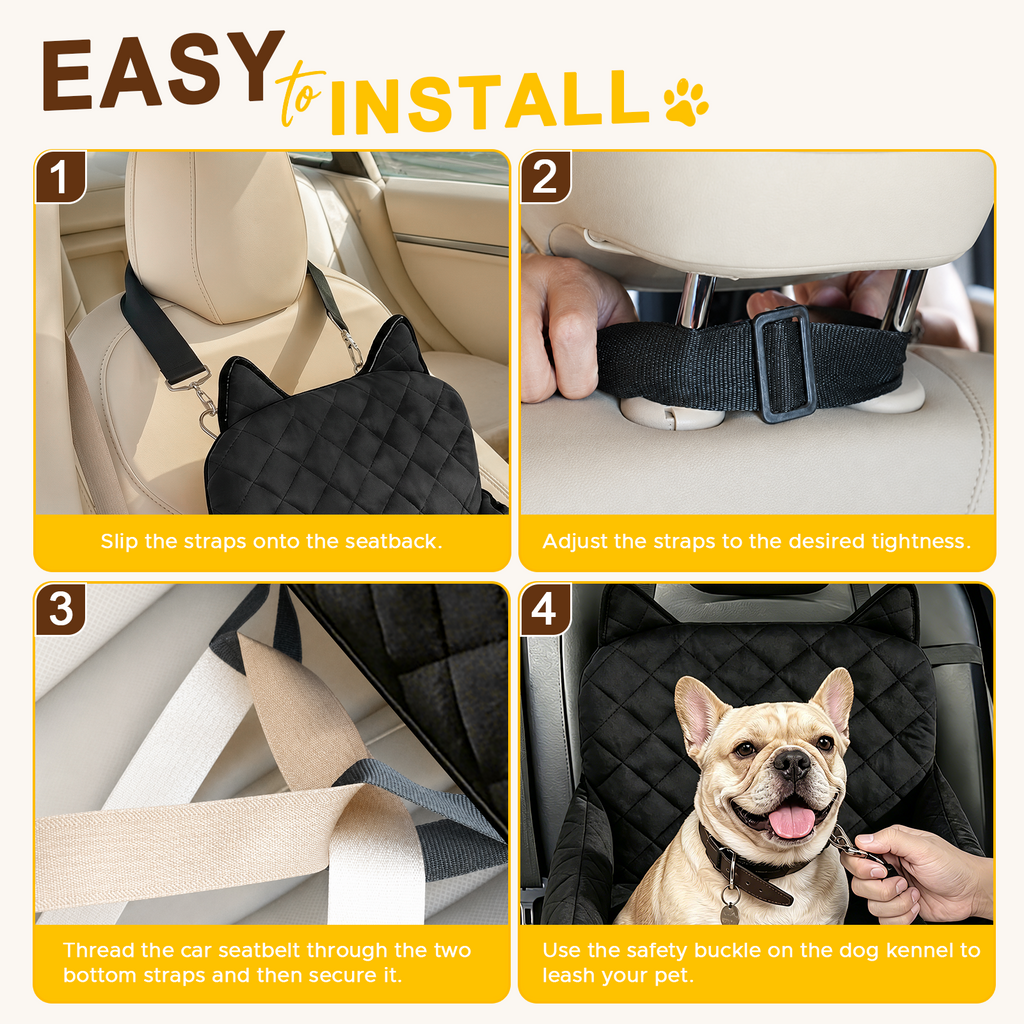 Dog Booster Car Seats for S/M Dogs Up to 35lbs,Pet Car Seat/Travel Bed with Washable&Removable Cover,Storage Pockets,Dog Safety Belt and Elevated Cushion Fits in Front/Back Seat