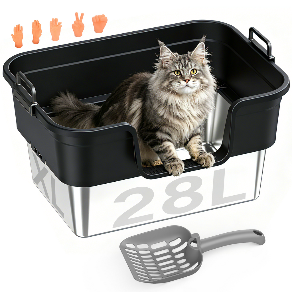 Litter Box,Extra Large Cat Litter Box, Enclosed Design Prevents Scatter, 30° Angled Filter Plate, Leak-Proof, Includes Cat Litter Mat & Metal Scoop