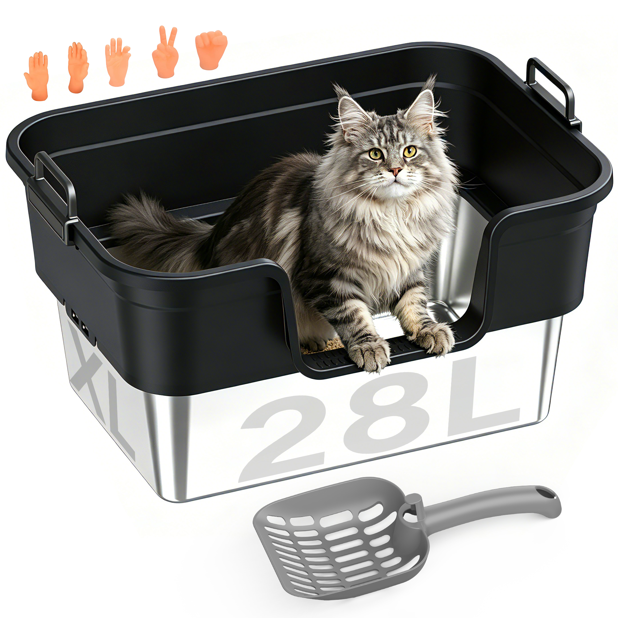 Litter Box,Extra Large Cat Litter Box, Enclosed Design Prevents Scatter, 30° Angled Filter Plate, Leak-Proof, Includes Cat Litter Mat & Metal Scoop