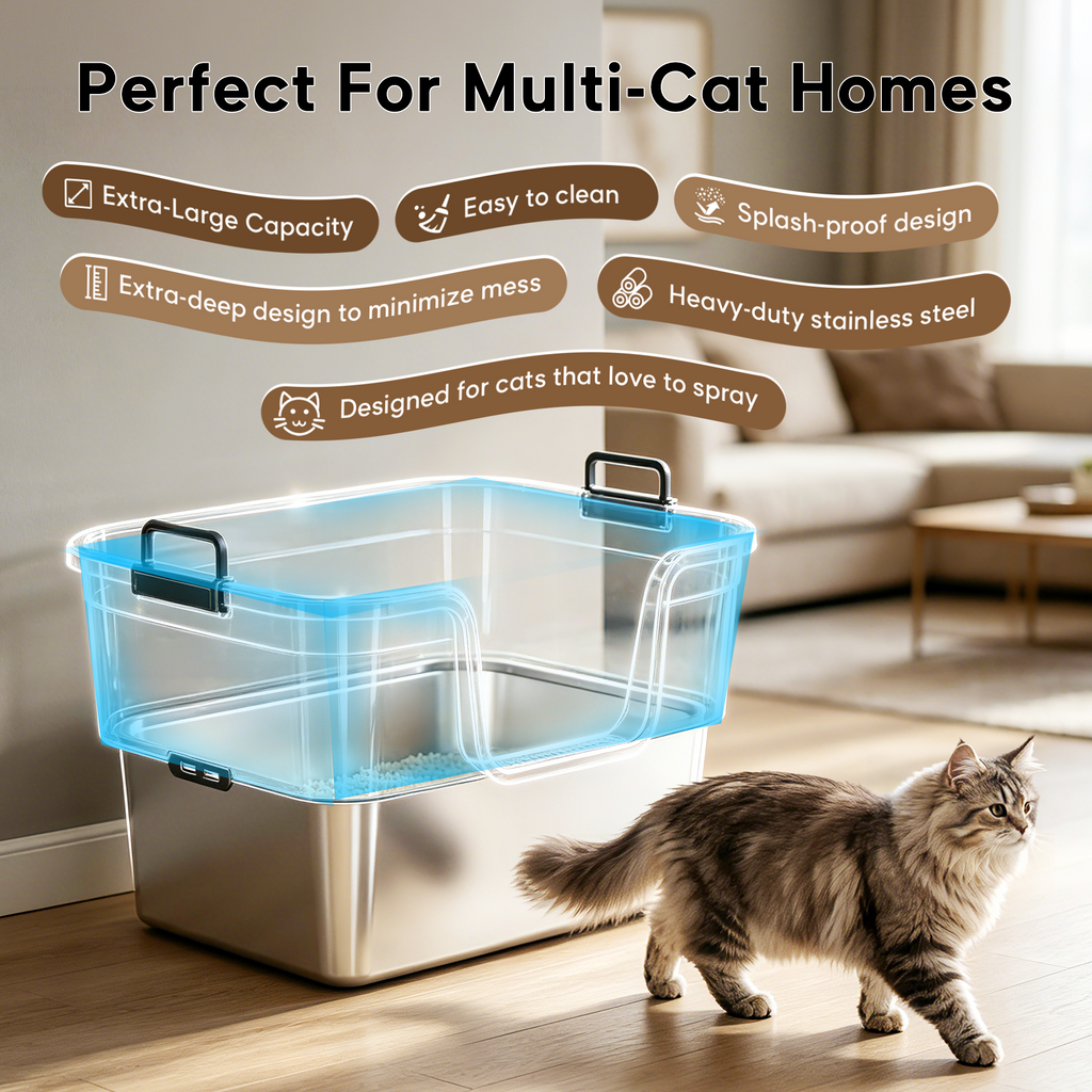 Litter Box,Extra Large Cat Litter Box, Enclosed Design Prevents Scatter, 30° Angled Filter Plate, Leak-Proof, Includes Cat Litter Mat & Metal Scoop