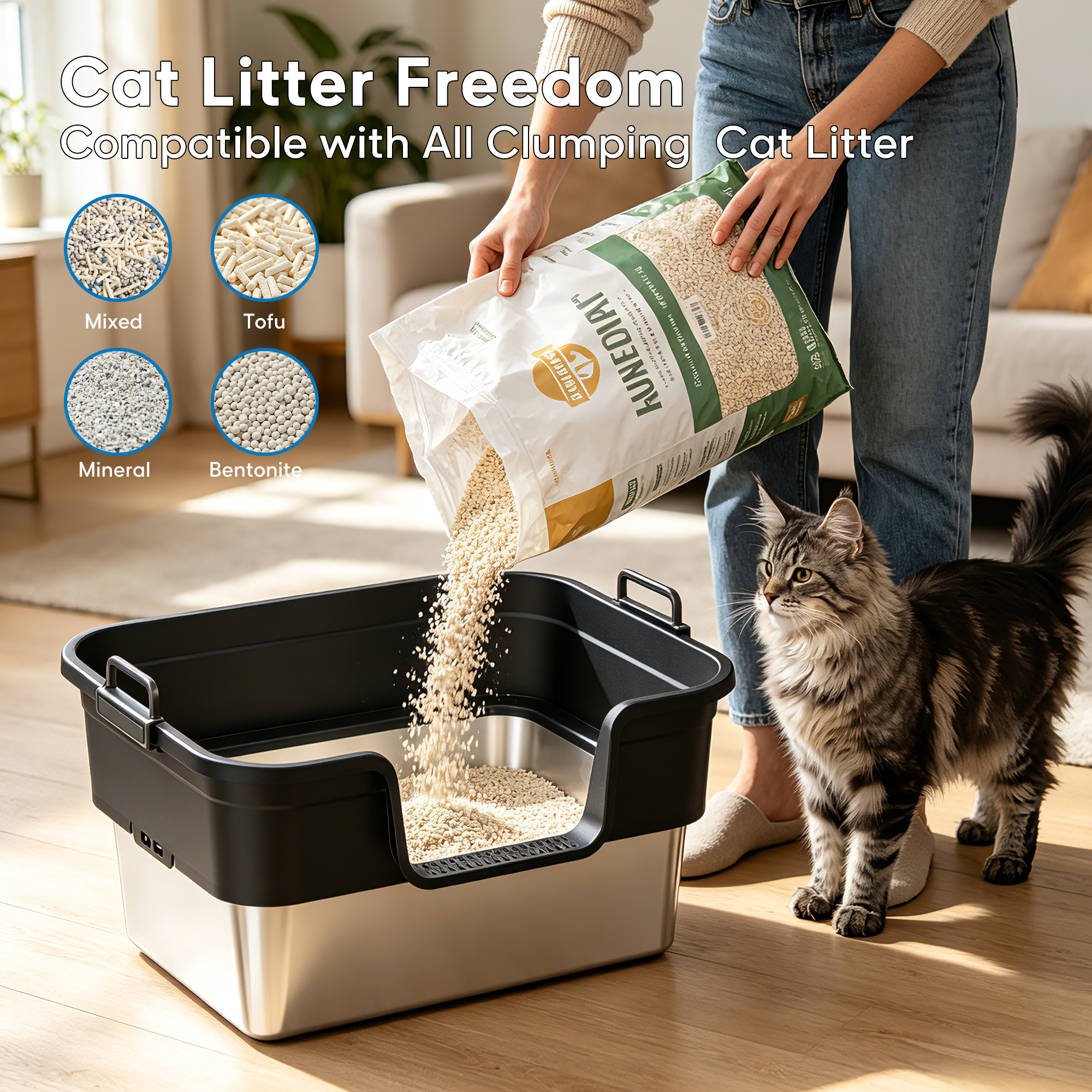 Litter Box,Extra Large Cat Litter Box, Enclosed Design Prevents Scatter, 30° Angled Filter Plate, Leak-Proof, Includes Cat Litter Mat & Metal Scoop