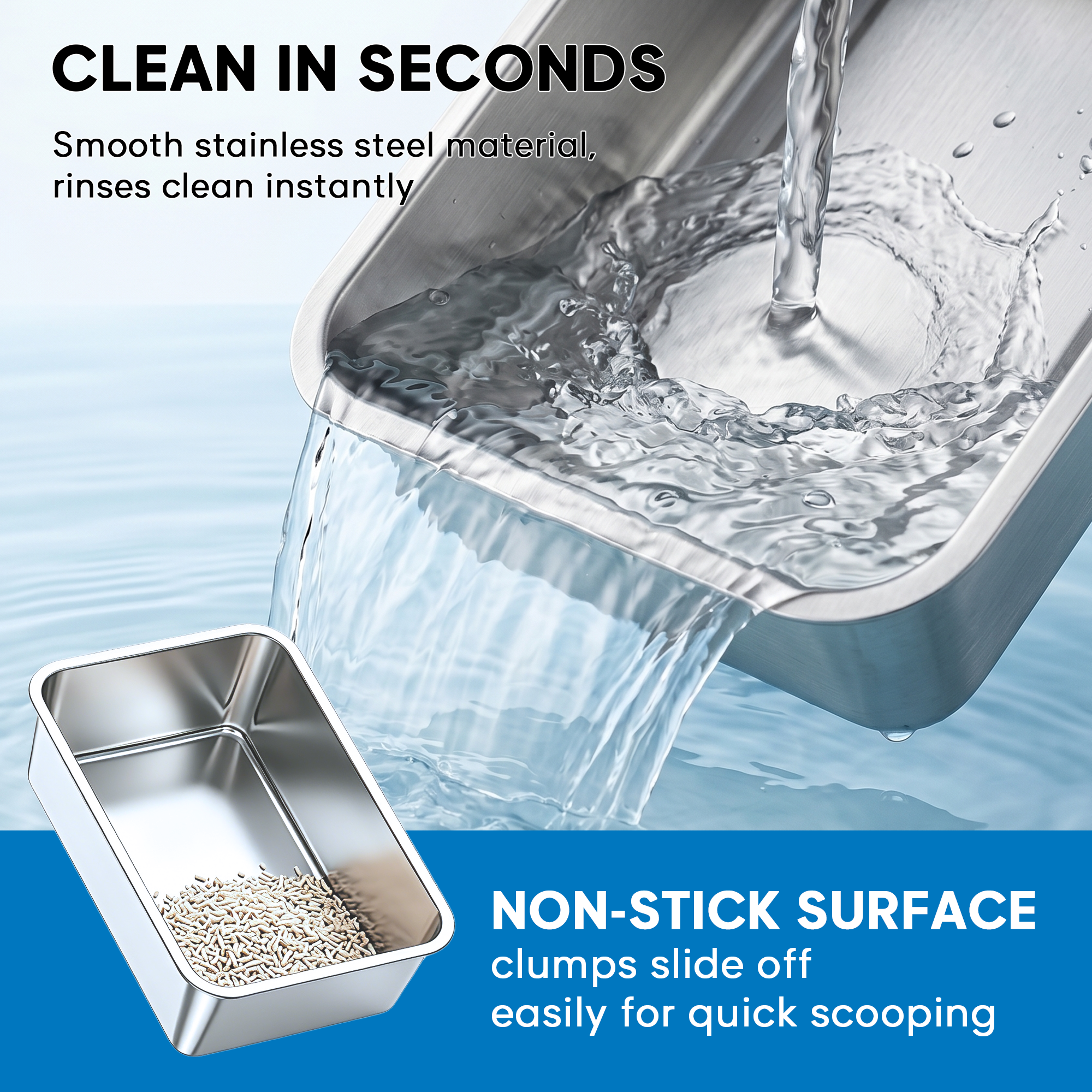 Stainless Steel Cat Litter Box, – Patented 30° Angled Filter Plate, Leak-Proof XL Litter Box, Includes Cat Litter Mat & Metal Scoop, Anti-Scatter Enclosed Design(Ashy)