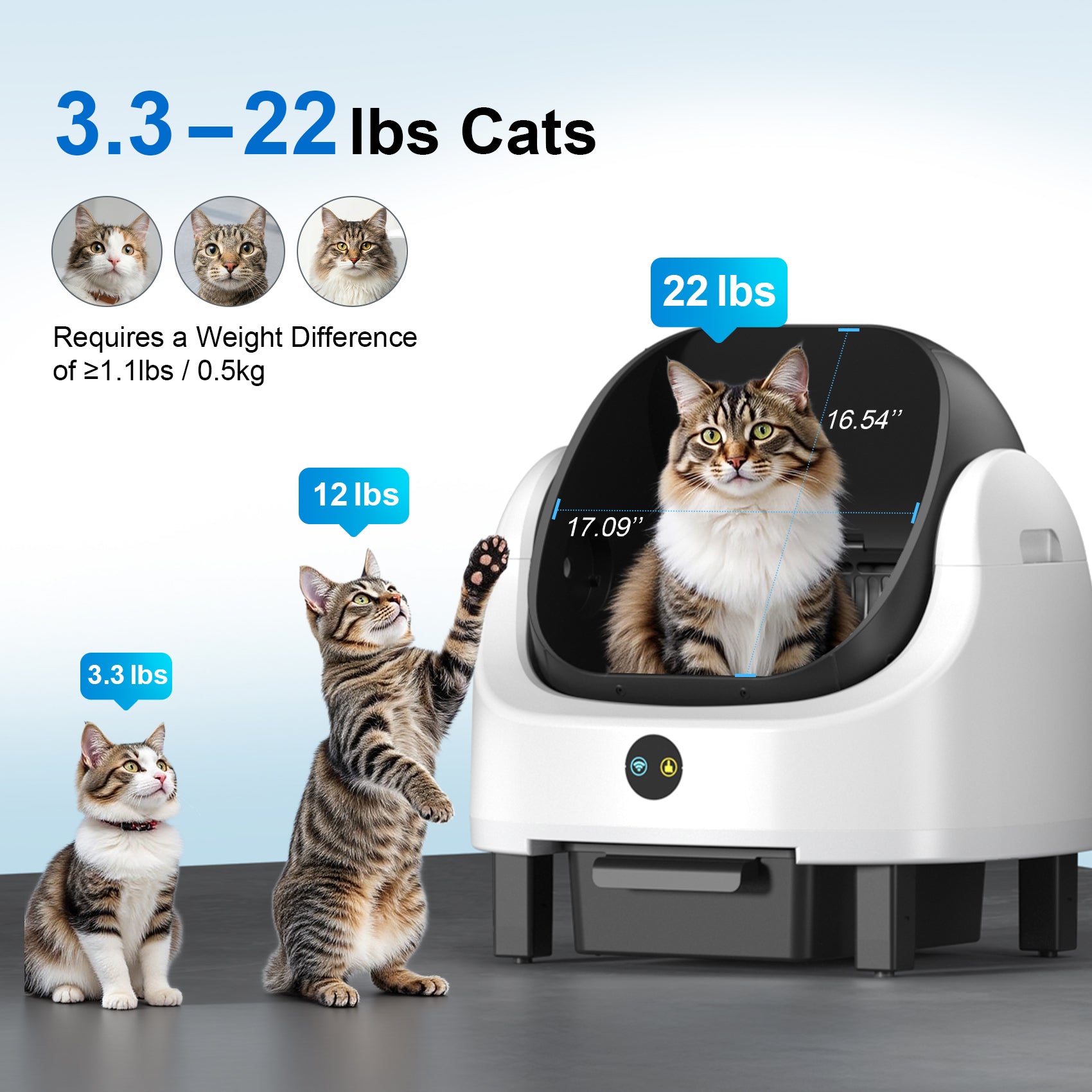 Open Top Self Cleaning Litter Box,70L Automatic Cat Litter Box Self Cleaning with APP Control,Low Noise,Safety Protection,Anti-Pinch Protection&Easy Access Step for Senior Cats,Multiple Cats(Black)